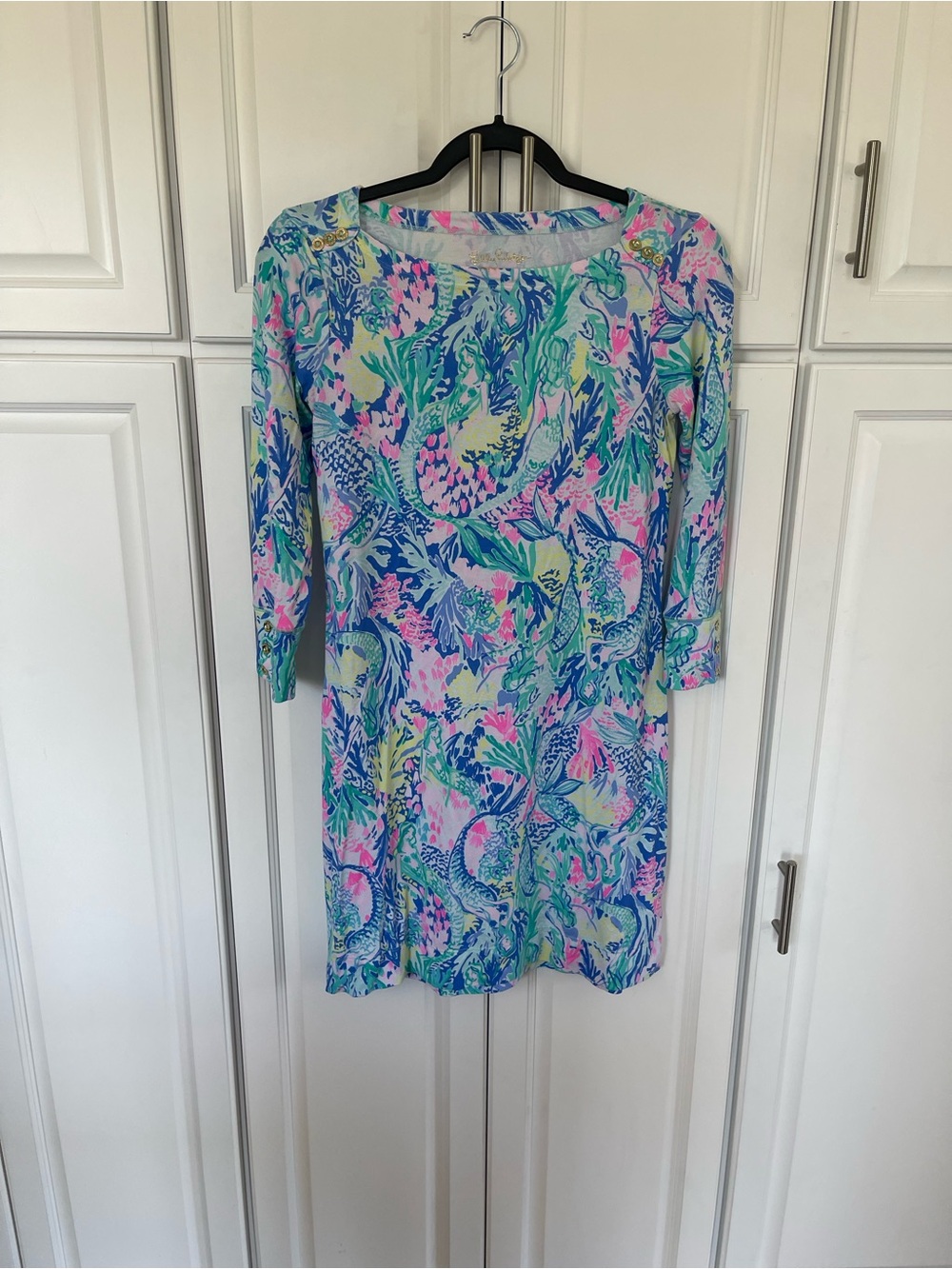 Lilly Pulitzer Tropical Print Shift Dress - Blue, Pink & Green xs x small